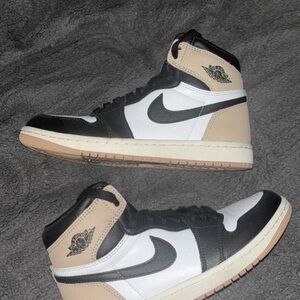 Jordan Black, White, and Tan Sneakers